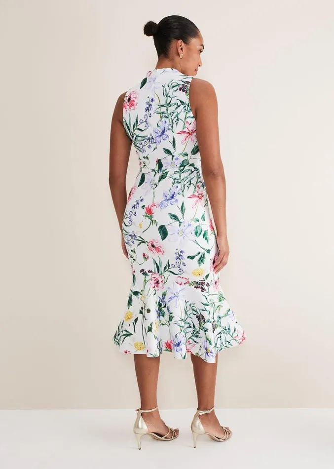 Tina Floral Fit And Flare Midi Dress Multicoloured Women Phase Eight Dresses