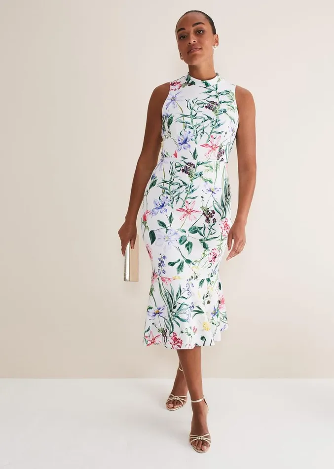 Tina Floral Fit And Flare Midi Dress Multicoloured Women Phase Eight Dresses