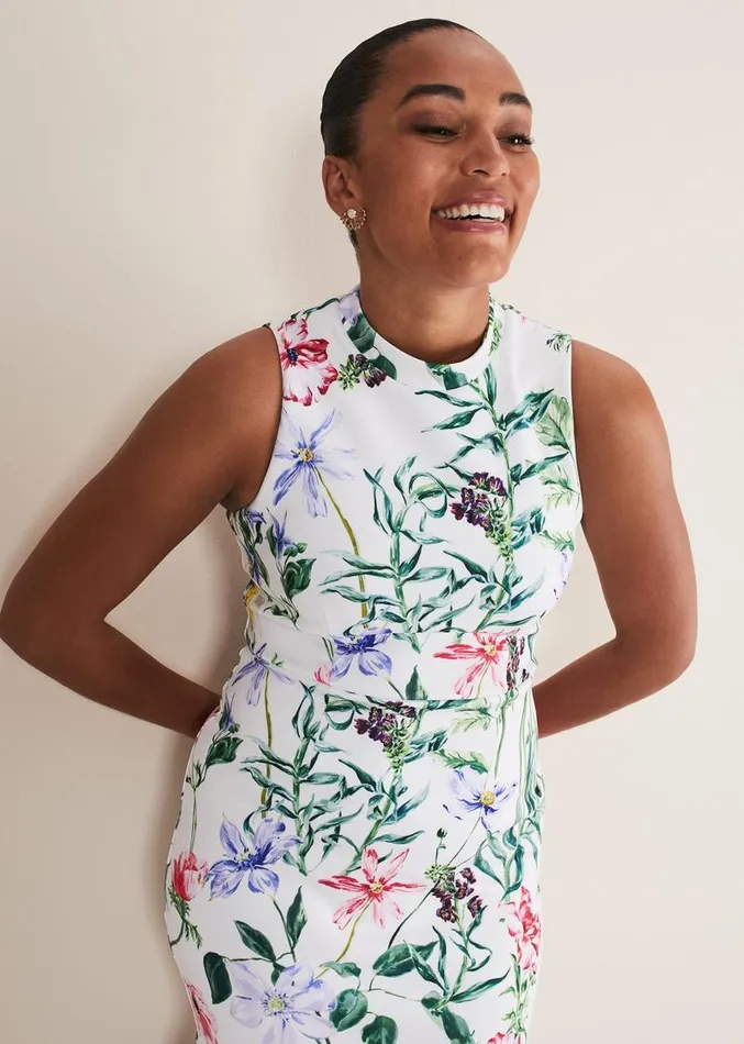 Tina Floral Fit And Flare Midi Dress Multicoloured Women Phase Eight Dresses