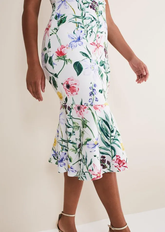 Tina Floral Fit And Flare Midi Dress Multicoloured Women Phase Eight Dresses