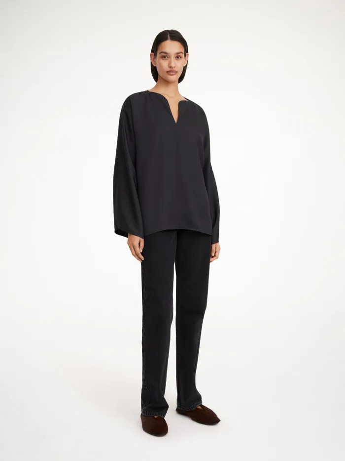 Tops and Blouses Women By Malene Birger Calias TunicStyle Blouse Black