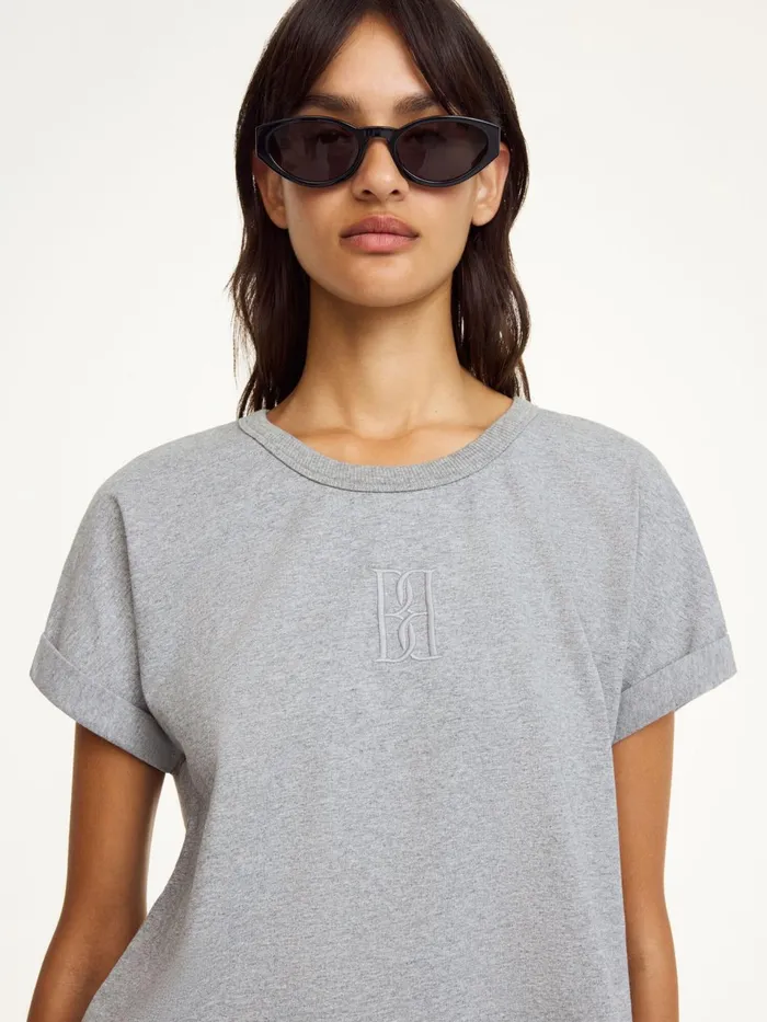 Tops and Blouses Women By Malene Birger Hedalia Organic Cotton TShirt Grey Melange