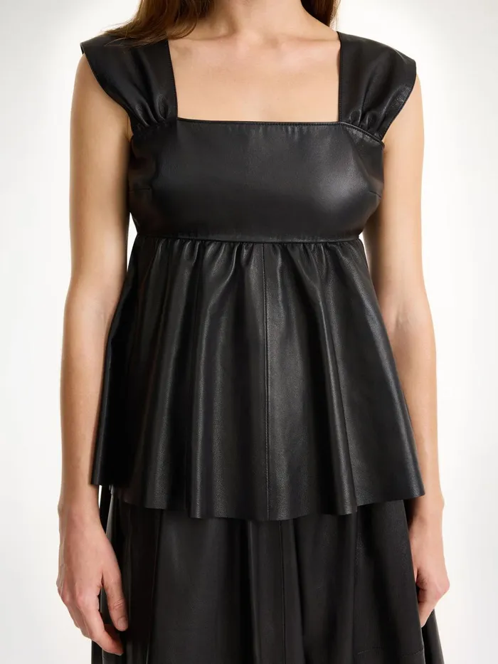 Tops and Blouses Women By Malene Birger Marcie Leather Top Black