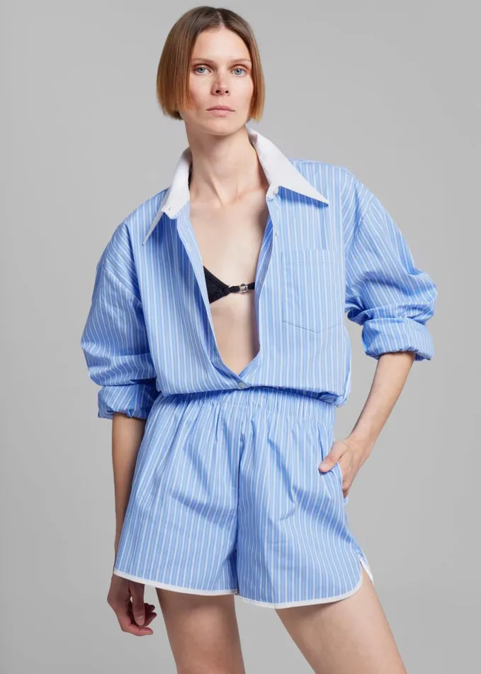 Tops Women The Frankie Shop Orla Button Up Shirt 8211 BlueWhite Stripe