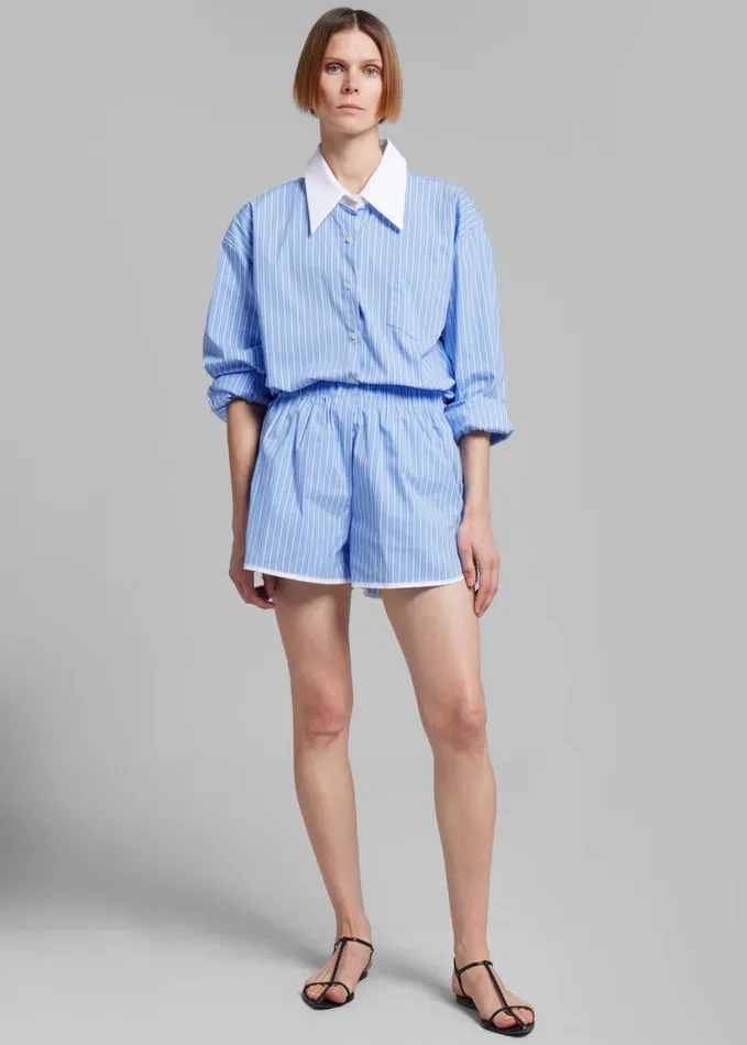 Tops Women The Frankie Shop Orla Button Up Shirt 8211 BlueWhite Stripe
