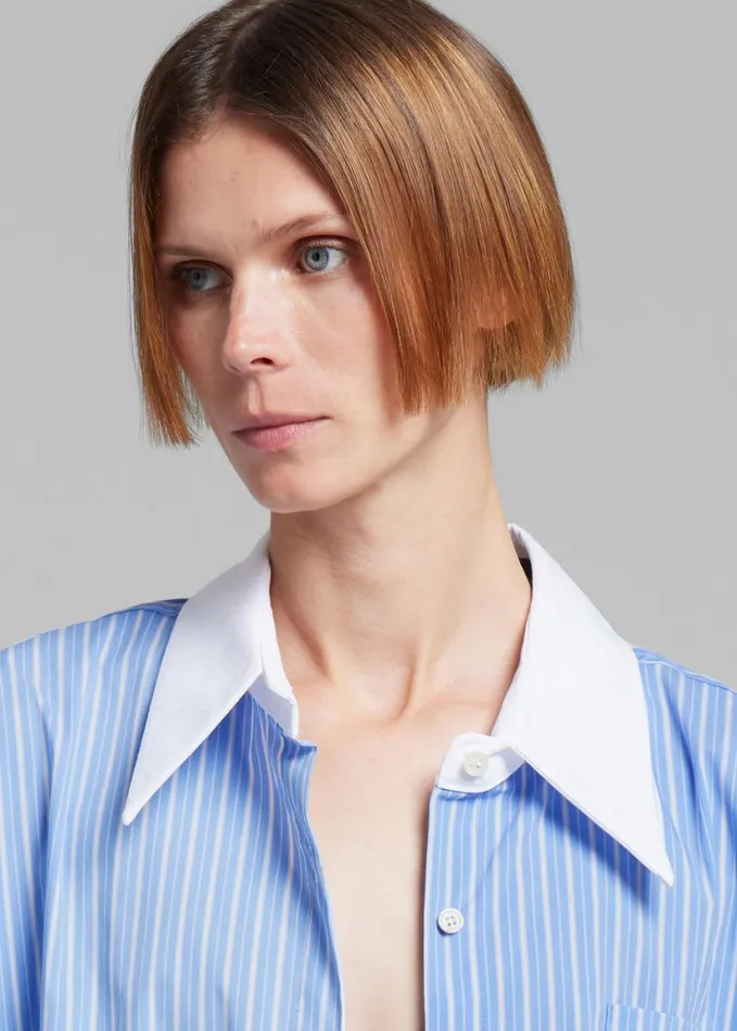 Tops Women The Frankie Shop Orla Button Up Shirt 8211 BlueWhite Stripe