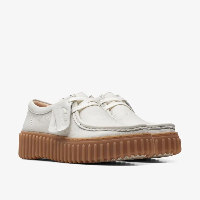 Torhill Bee Off White Leather Women Clarks Platforms
