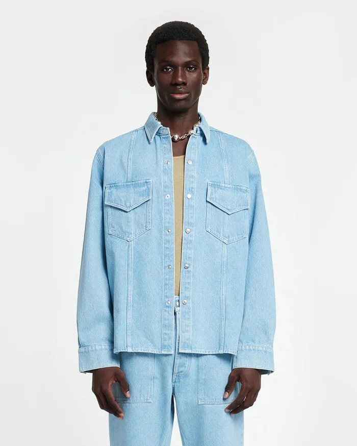 Tristo Patch Pocket Denim Overshirt Eco Light Wash Men Nanushka Shirts