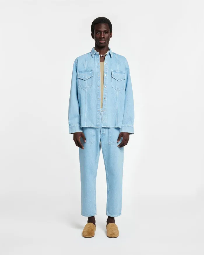 Tristo Patch Pocket Denim Overshirt Eco Light Wash Men Nanushka Shirts