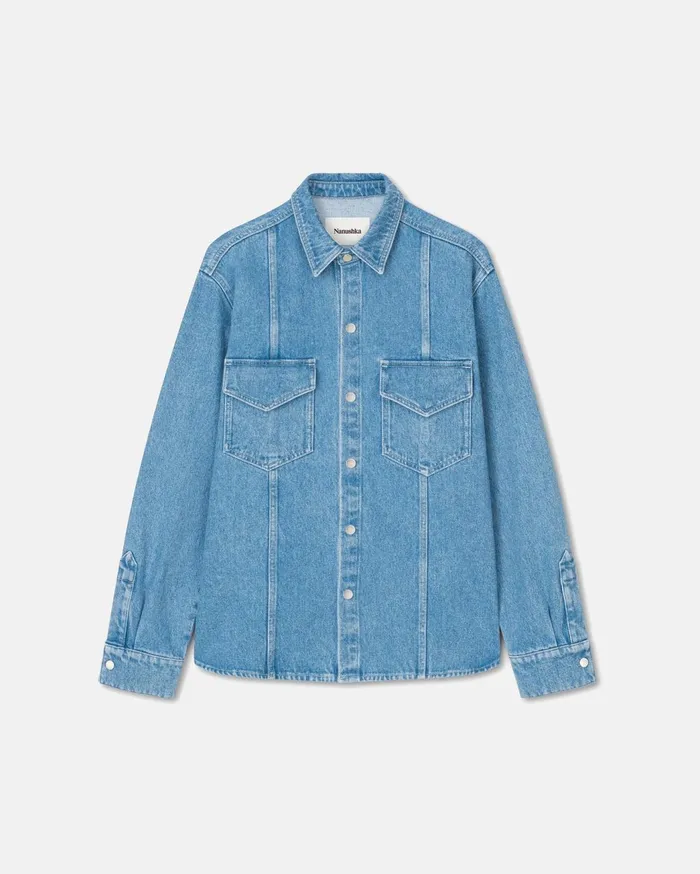 Tristo Patch Pocket Denim Overshirt Eco Light Wash Men Nanushka Shirts