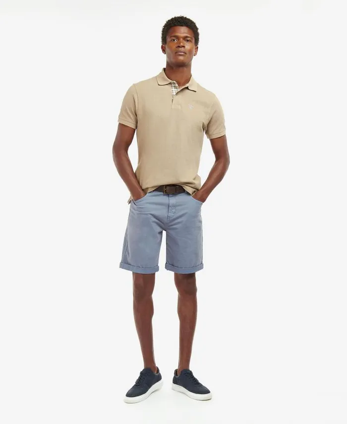Twill Shorts Washed Blue Men Barbour Trousers and Shorts