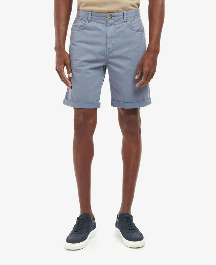 Twill Shorts Washed Blue Men Barbour Trousers and Shorts