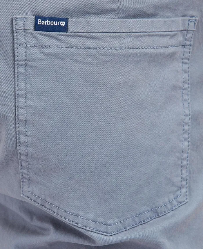 Twill Shorts Washed Blue Men Barbour Trousers and Shorts