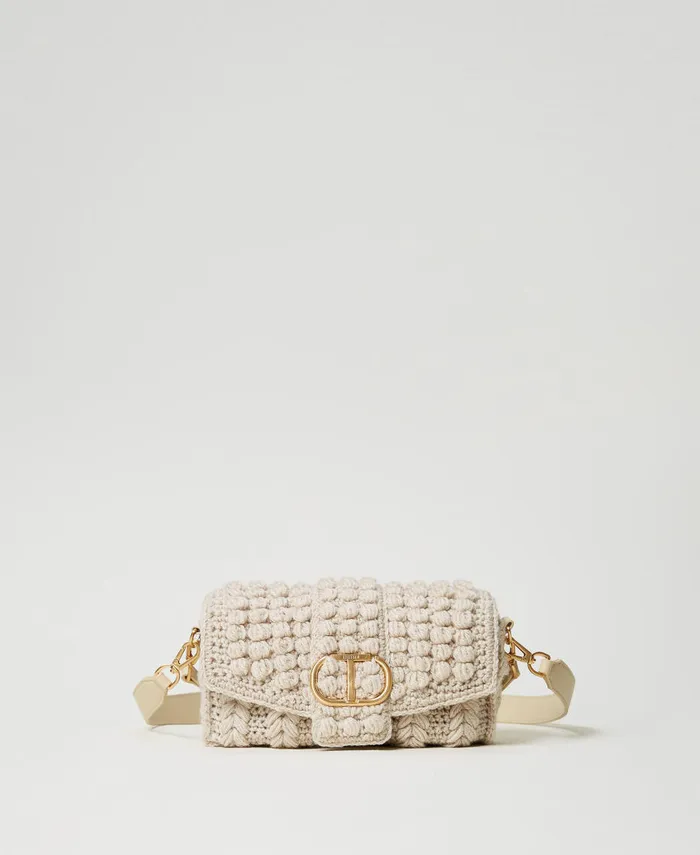 Twinset Amie039 Medium Tricot Shoulder Bag White Cream Women Handbags