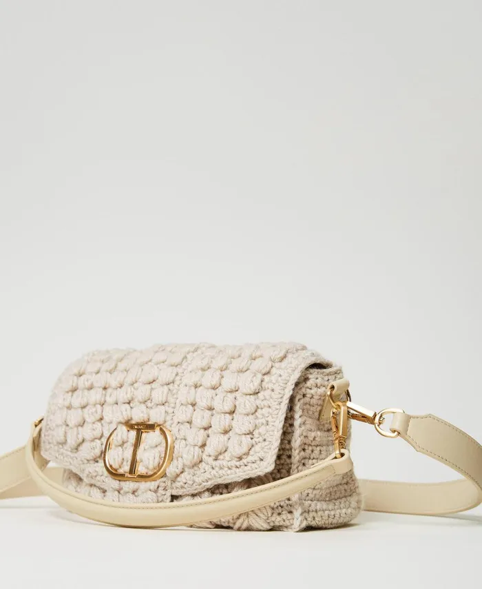 Twinset Amie039 Medium Tricot Shoulder Bag White Cream Women Handbags Twinset Amie039 Medium Tricot Shoulder Bag White Cream Women Handbags