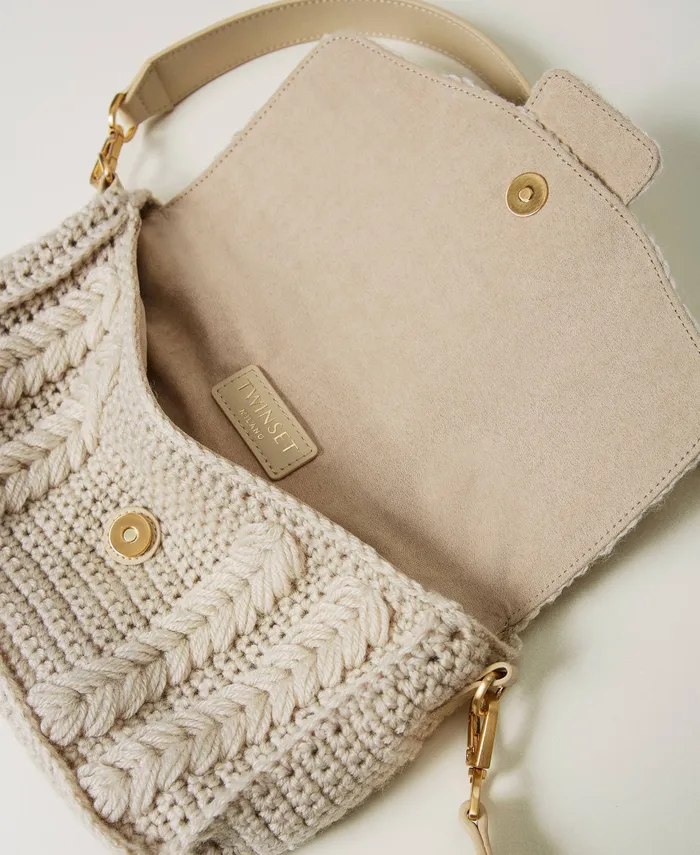 Twinset Amie039 Medium Tricot Shoulder Bag White Cream Women Handbags Twinset Amie039 Medium Tricot Shoulder Bag White Cream Women Handbags