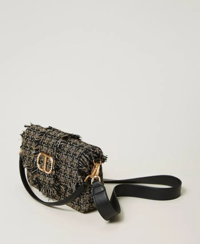 Twinset Amie039 Medium Tweed Shoulder Bag Black Women Handbags Twinset Amie039 Medium Tweed Shoulder Bag Black Women Handbags