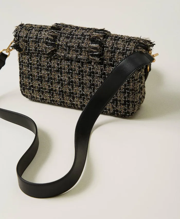 Twinset Amie039 Medium Tweed Shoulder Bag Black Women Handbags Twinset Amie039 Medium Tweed Shoulder Bag Black Women Handbags
