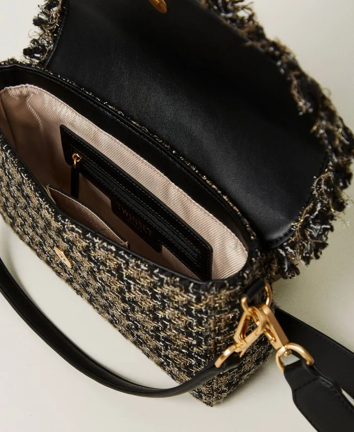 Twinset Amie039 Medium Tweed Shoulder Bag Black Women Handbags Twinset Amie039 Medium Tweed Shoulder Bag Black Women Handbags