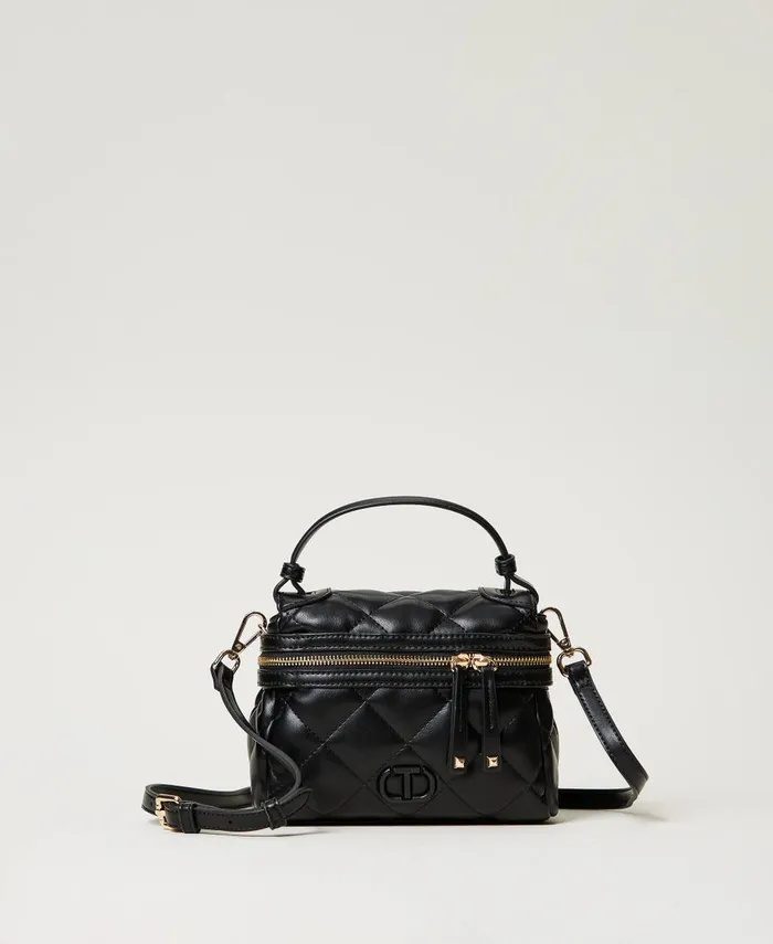 Twinset Ccile Small Quilted Top Handle Bag Black Women Handbags