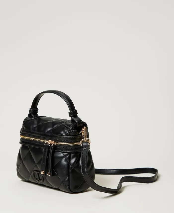 Twinset Ccile Small Quilted Top Handle Bag Black Women Handbags Twinset Ccile Small Quilted Top Handle Bag Black Women Handbags