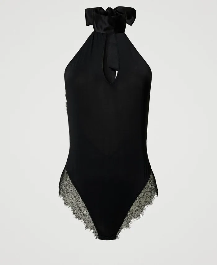 Twinset Charmeuse And Lace Bodysuit Black Women Underwear And Nightwear Twinset Charmeuse And Lace Bodysuit Black Women Underwear And Nightwear