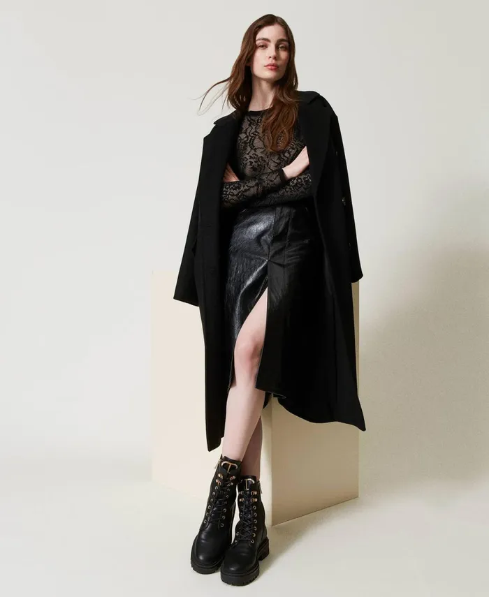 Twinset Combat Boots With Rhinestone Oval T Black Women Combat Boots Twinset Combat Boots With Rhinestone Oval T Black Women Combat Boots