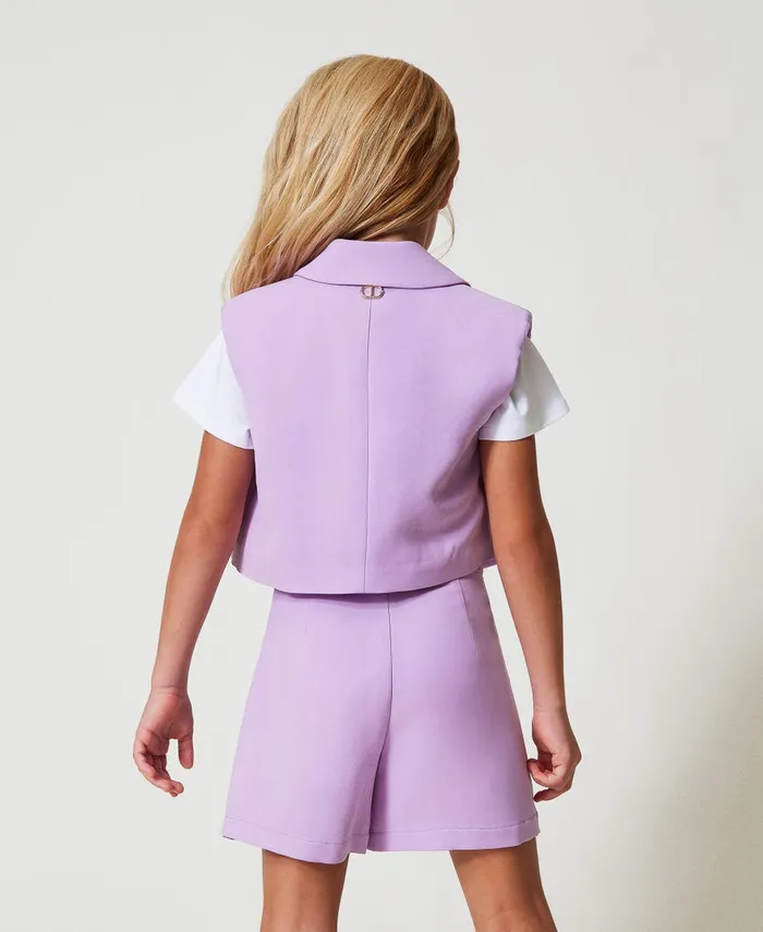 Twinset Crpe Cropped Waistcoat Pastel Violet Girl Jackets And Outerwear Twinset Crpe Cropped Waistcoat Pastel Violet Girl Jackets And Outerwear