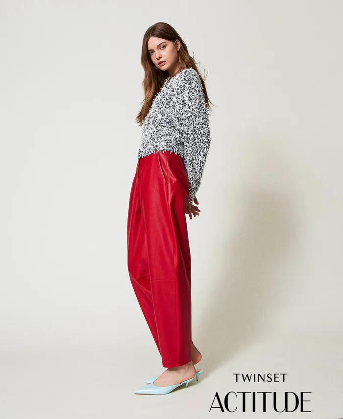 Twinset Faux Leather Barrel Trousers Love Potion Women Trousers