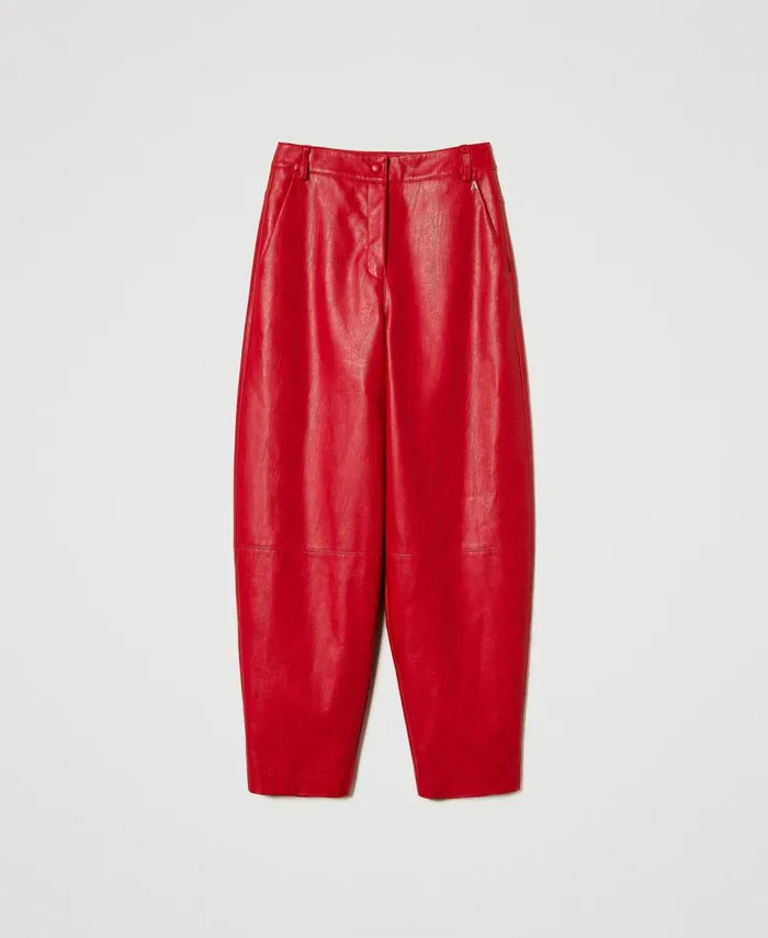 Twinset Faux Leather Barrel Trousers Love Potion Women Trousers