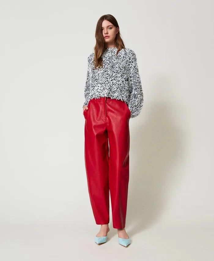 Twinset Faux Leather Barrel Trousers Love Potion Women Trousers