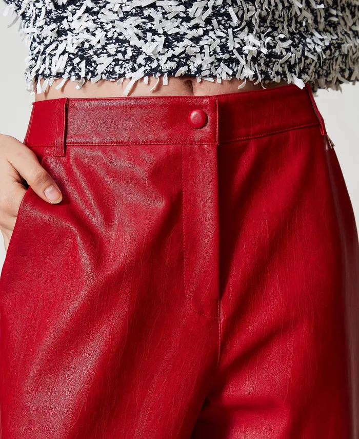 Twinset Faux Leather Barrel Trousers Love Potion Women Trousers