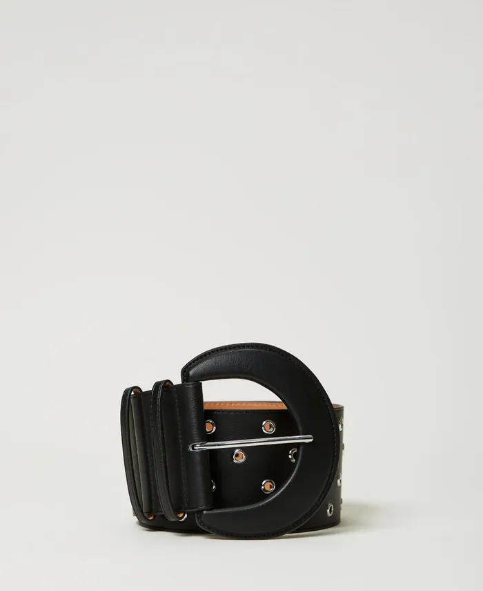 Twinset High Waist Belt With Eyelets Black Women Belts