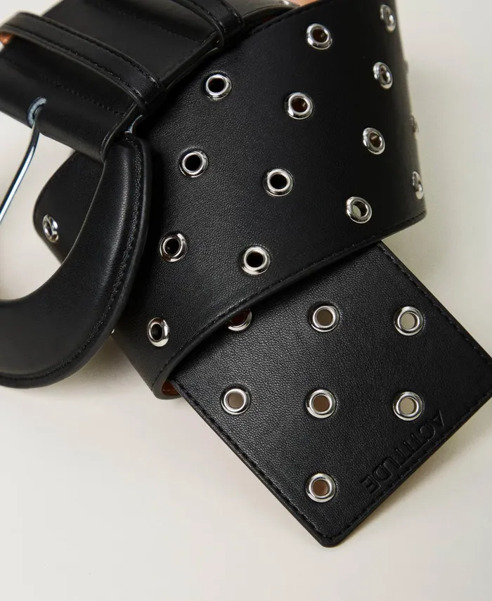 Twinset High Waist Belt With Eyelets Black Women Belts Twinset High Waist Belt With Eyelets Black Women Belts