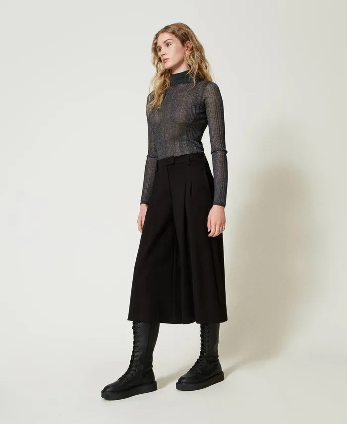 Twinset High Waist Cropped Trousers Black Women Suits And Sets Twinset High Waist Cropped Trousers Black Women Suits And Sets