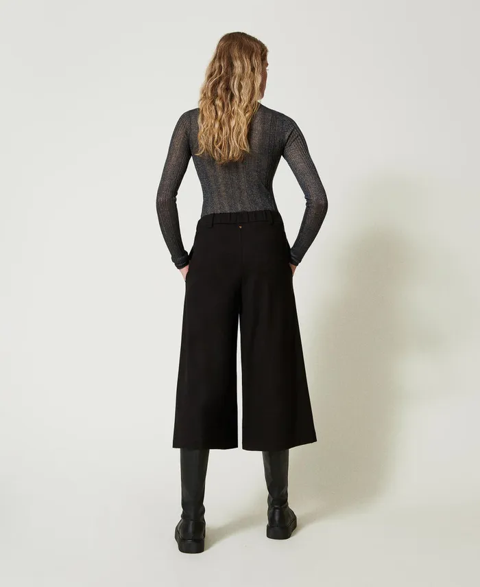 Twinset High Waist Cropped Trousers Black Women Suits And Sets Twinset High Waist Cropped Trousers Black Women Suits And Sets