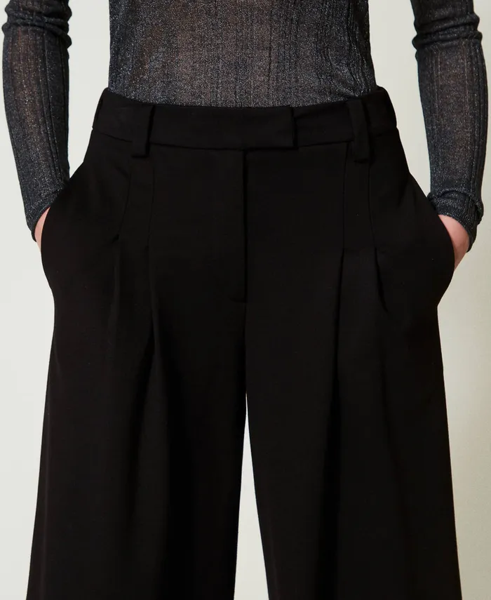 Twinset High Waist Cropped Trousers Black Women Suits And Sets Twinset High Waist Cropped Trousers Black Women Suits And Sets