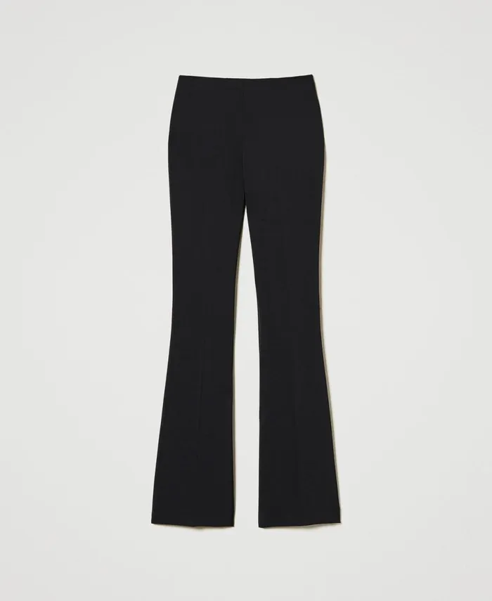 Twinset High Waist Flared Trousers Black Women Trousers Twinset High Waist Flared Trousers Black Women Trousers