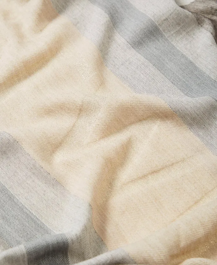 Twinset Jacquard Stole With Oval T Snow White Warm Melange Grey Jacquard Stripes Women Scarves Twinset Jacquard Stole With Oval T Snow White Warm Melange Grey Jacquard Stripes Women Scarves