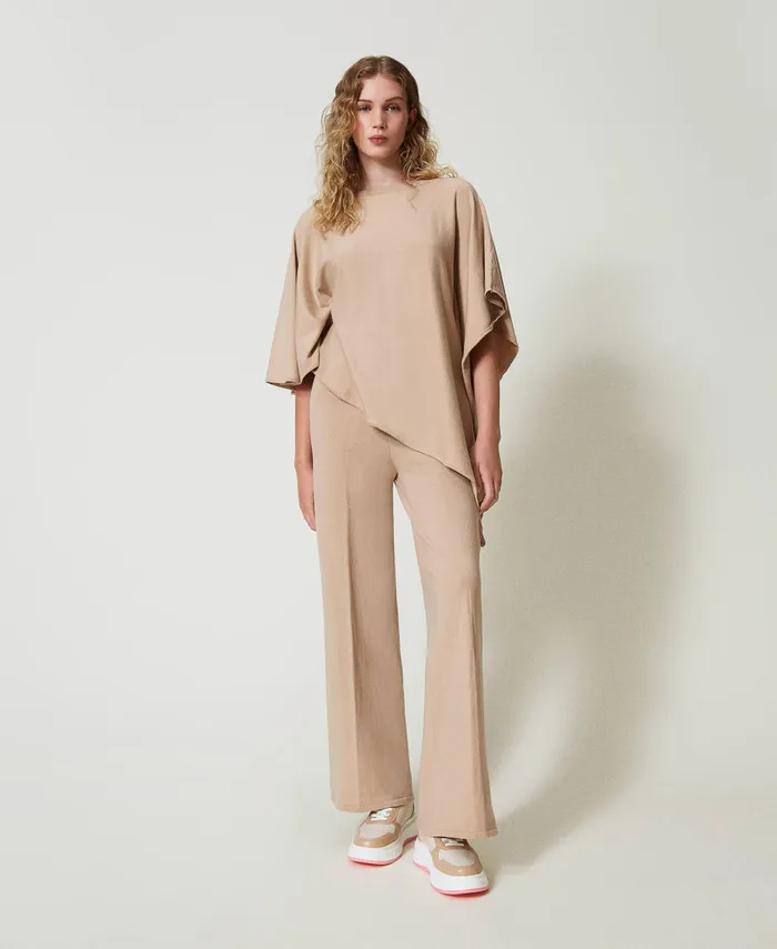 Twinset Knit Palazzo Trousers Wonder Beige Women Trousers