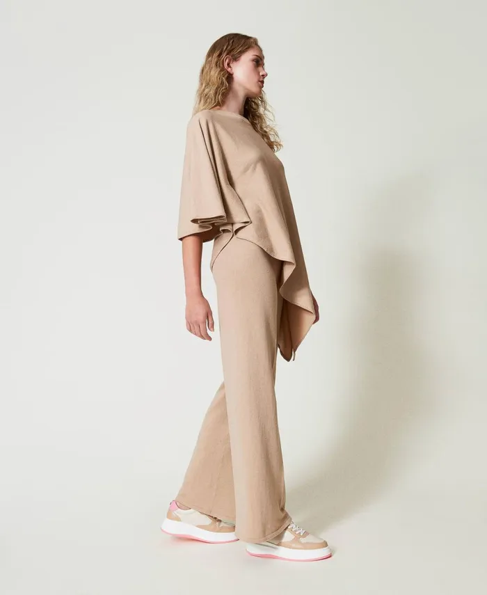 Twinset Knit Palazzo Trousers Wonder Beige Women Trousers Twinset Knit Palazzo Trousers Wonder Beige Women Trousers