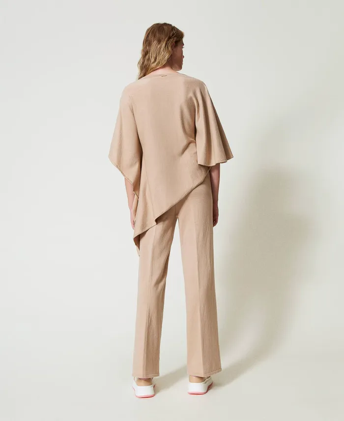 Twinset Knit Palazzo Trousers Wonder Beige Women Trousers Twinset Knit Palazzo Trousers Wonder Beige Women Trousers