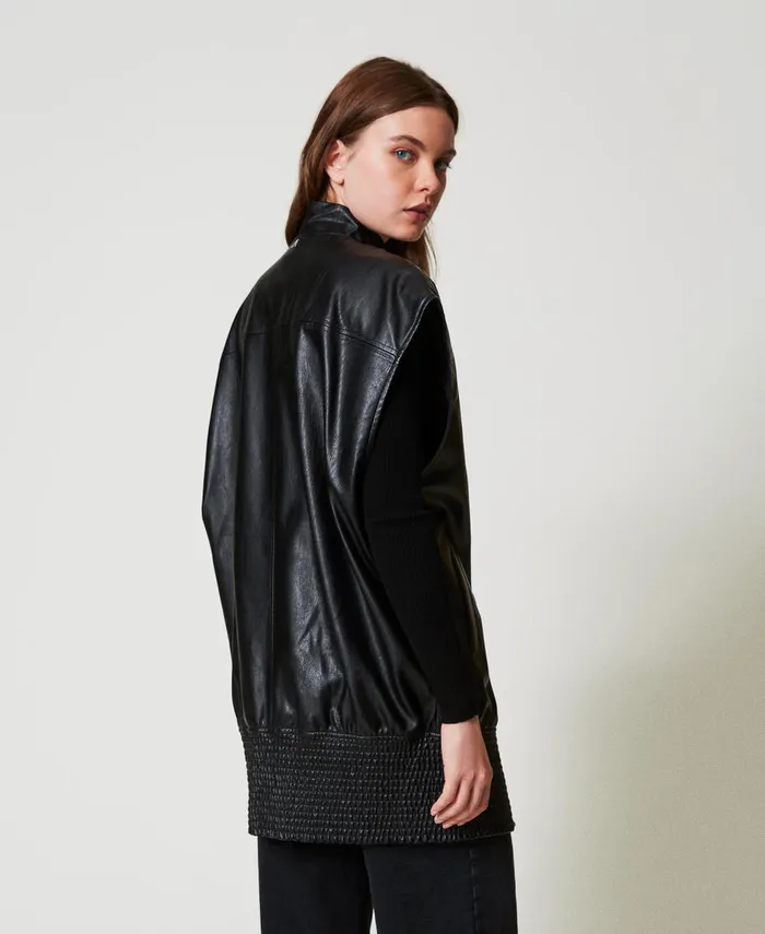 Twinset Long Faux Leather Sleeveless Jacket Black Women Jackets And Outerwear Twinset Long Faux Leather Sleeveless Jacket Black Women Jackets And Outerwear