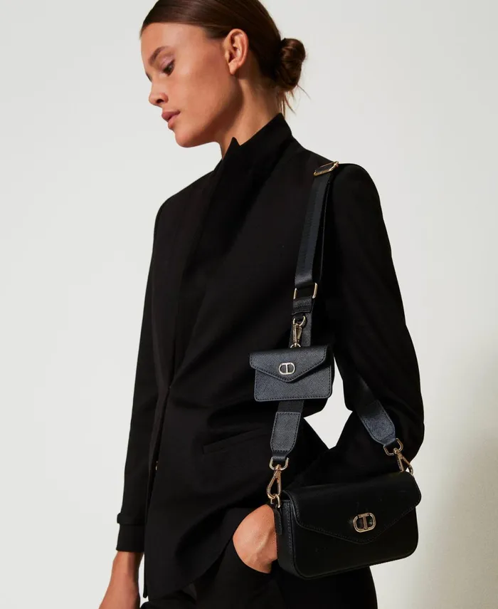 Twinset Mini Shoulder Bag With Card Holder Black Women Mini Bags Twinset Mini Shoulder Bag With Card Holder Black Women Mini Bags