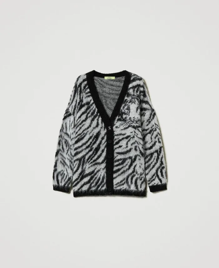 Twinset Myfo Animal Print Jacquard Cardigan Twotone Tiger Jacquard Women Jumpers And Cardigans Twinset Myfo Animal Print Jacquard Cardigan Twotone Tiger Jacquard Women Jumpers And Cardigans