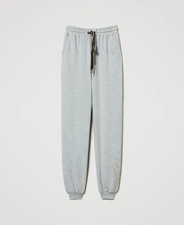 Twinset Myfo Joggers With Glitter Print Melange Grey Women Trousers Twinset Myfo Joggers With Glitter Print Melange Grey Women Trousers