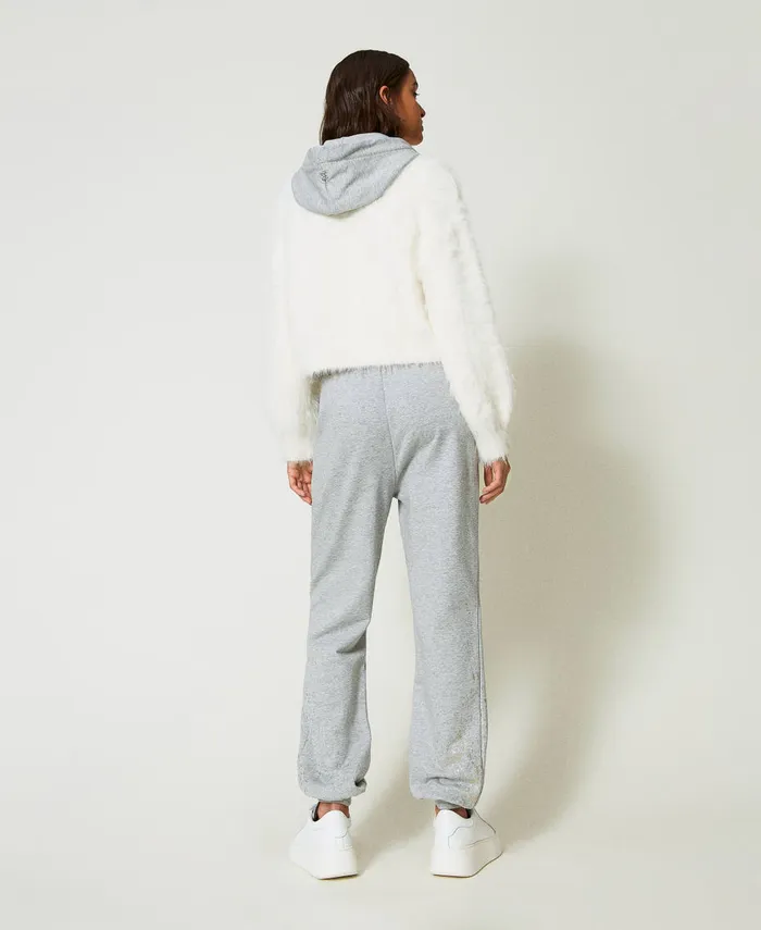 Twinset Myfo Joggers With Glitter Print Melange Grey Women Trousers Twinset Myfo Joggers With Glitter Print Melange Grey Women Trousers