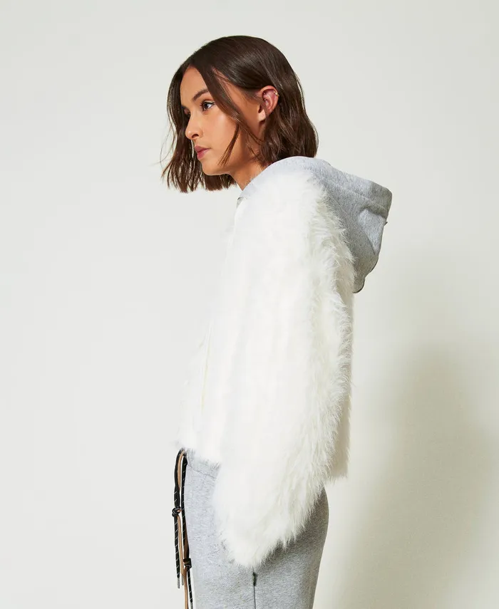 Twinset Myfo Knit Bomber Jacket With Hood White Snow Women Jackets And Outerwear Twinset Myfo Knit Bomber Jacket With Hood White Snow Women Jackets And Outerwear