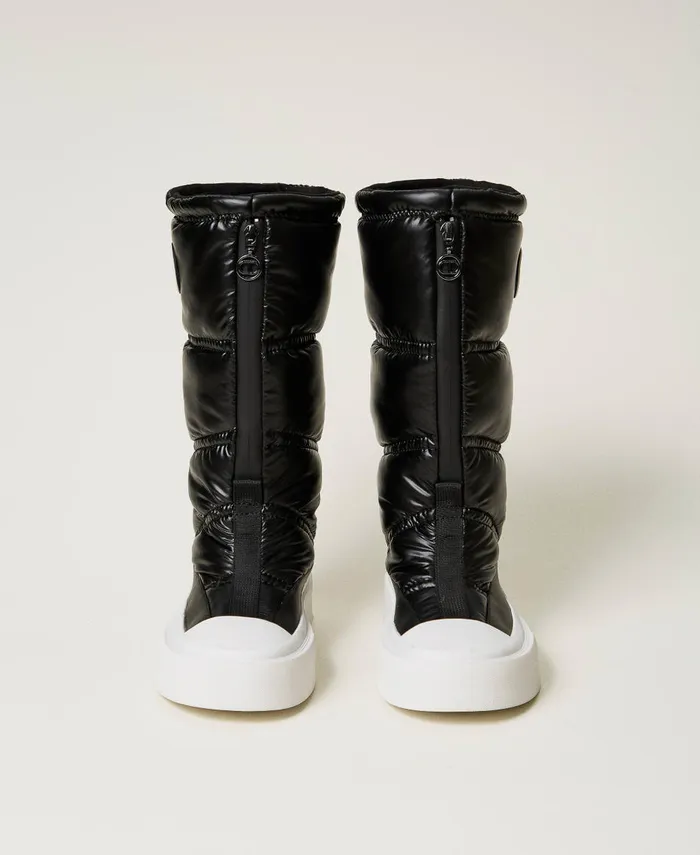 Twinset Padded Boots With Logo Black Women Flat Shoes Twinset Padded Boots With Logo Black Women Flat Shoes
