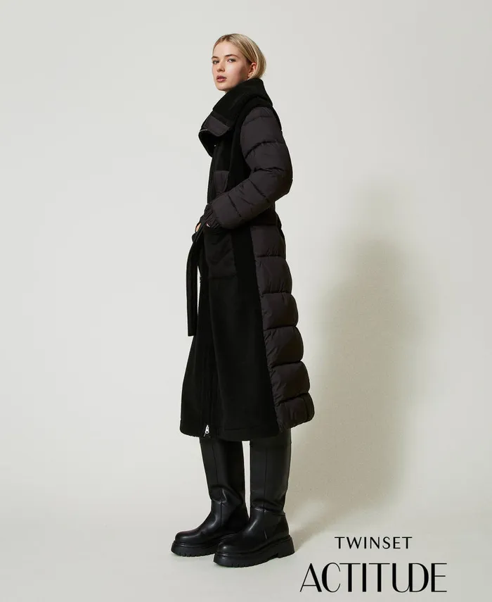 Twinset Padded Faux Fur Coat Black Women Jackets And Outerwear
